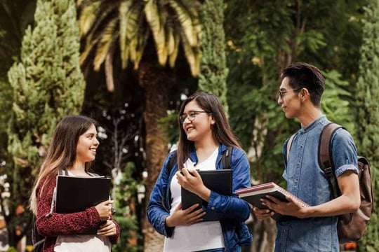 Estudiantes del curso PreIcfes en las zonas verde del colegio Colsubsidio.