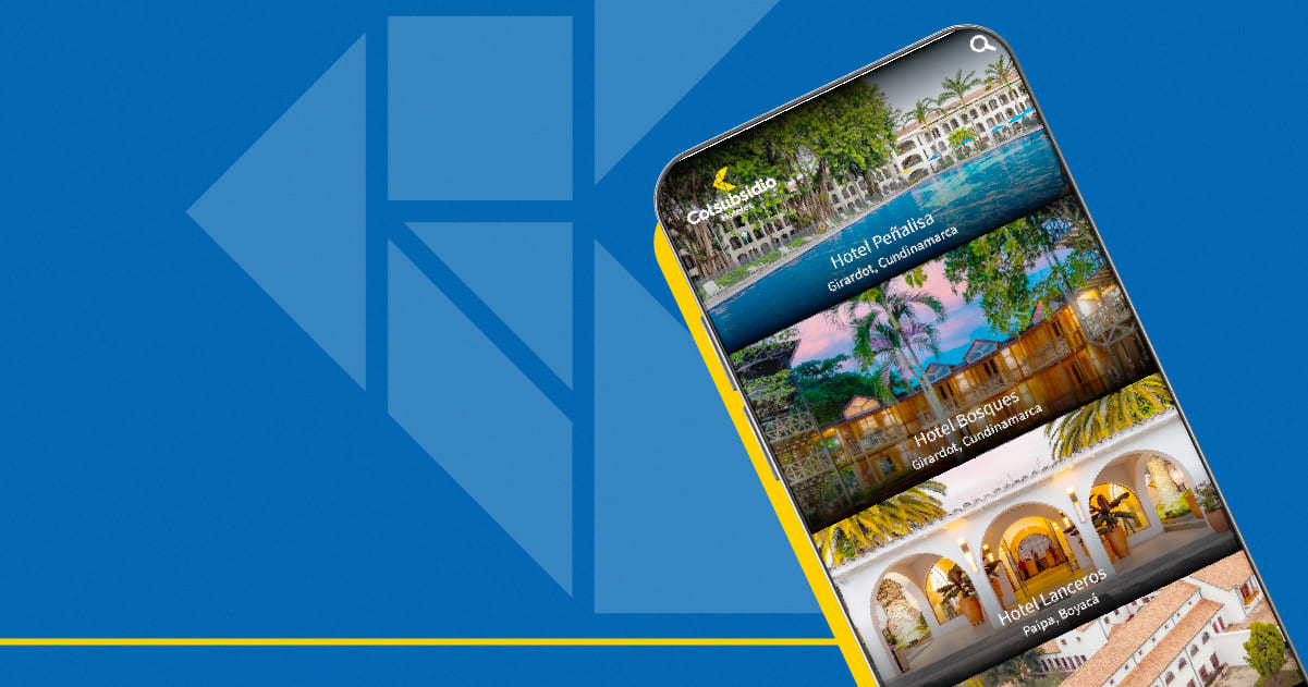 Celular muestra la aplicación App Anfitrión de Hoteles Colsubsidio 